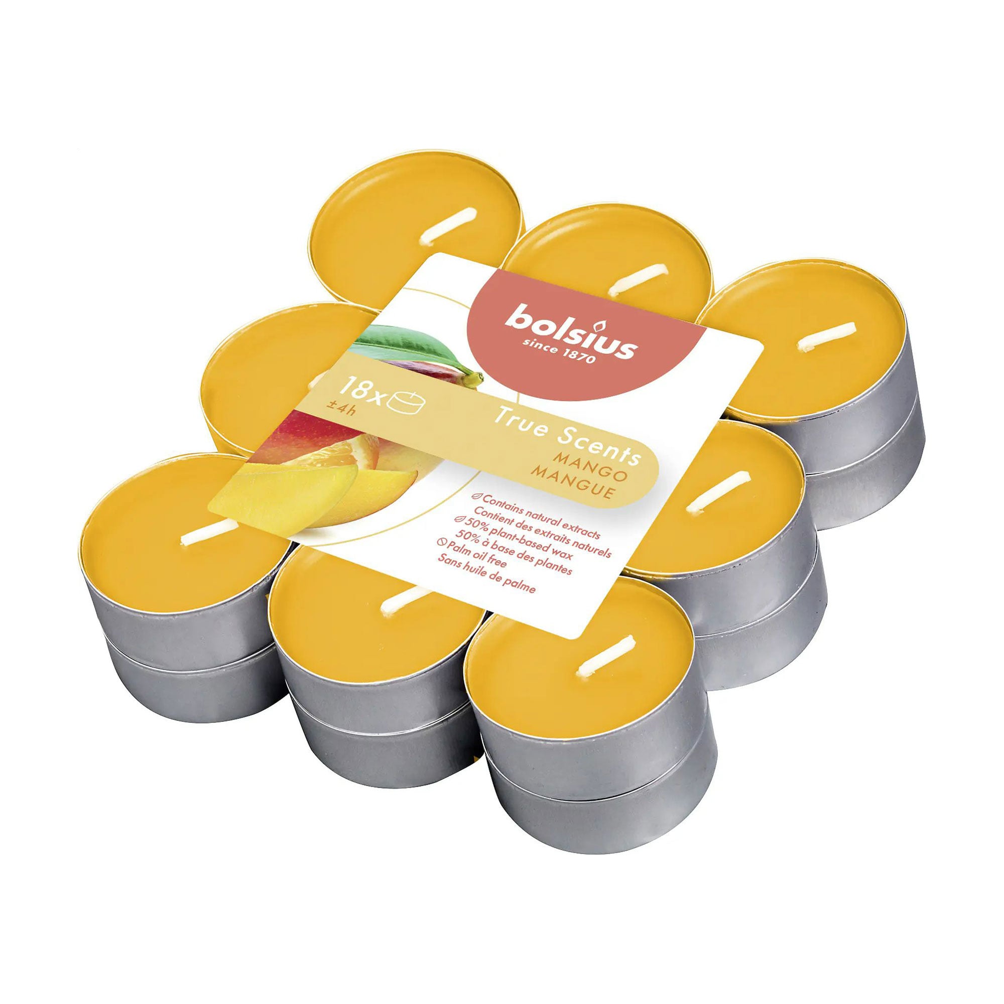 Набір чайних свічок Bolsius True Scents 4h Mango, 18 шт